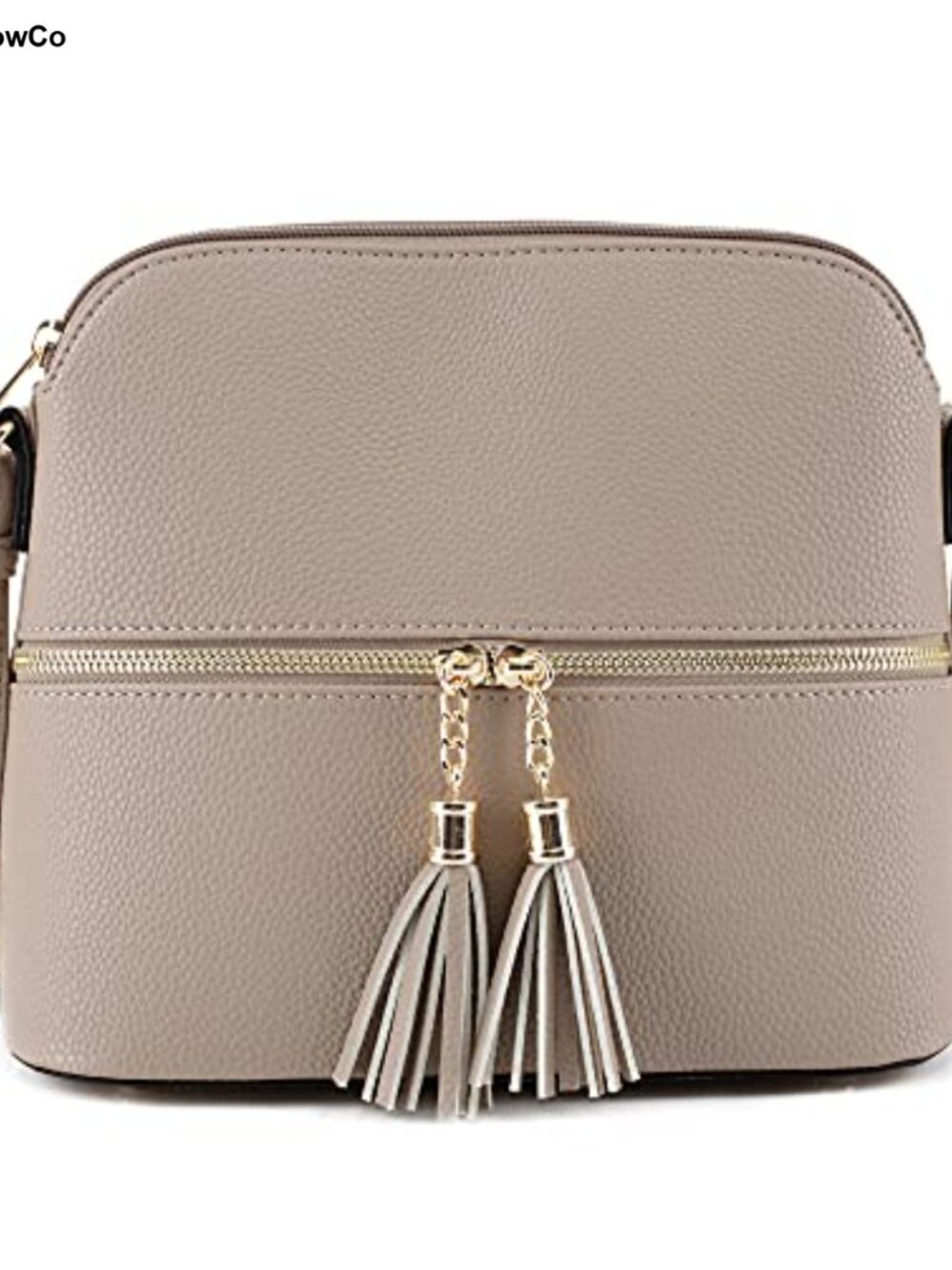 Lightweight Dome Crossbody Bag with Tassel Vegan PU Leather Adjustable Strap
